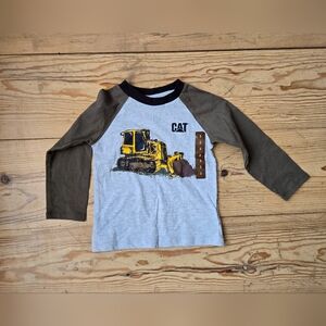 CAT Grey Raglan Excavator Long Sleeve Tee Size 3T